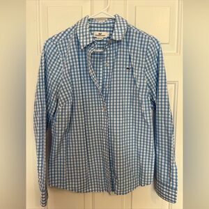 Vineyard Vines Women’s Blue & White Gingham Long Sleeve Button-Up Shirt Size 6
